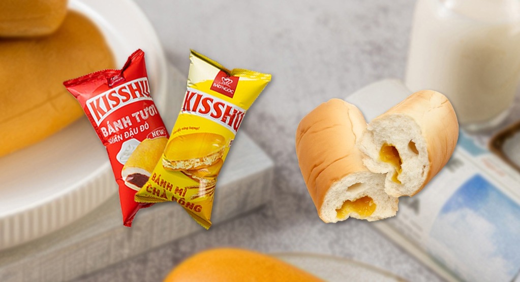 Bao bì bánh mì với hình ảnh bánh mì thơm ngon, cùng với logo và tên thương hiệu đơn giản